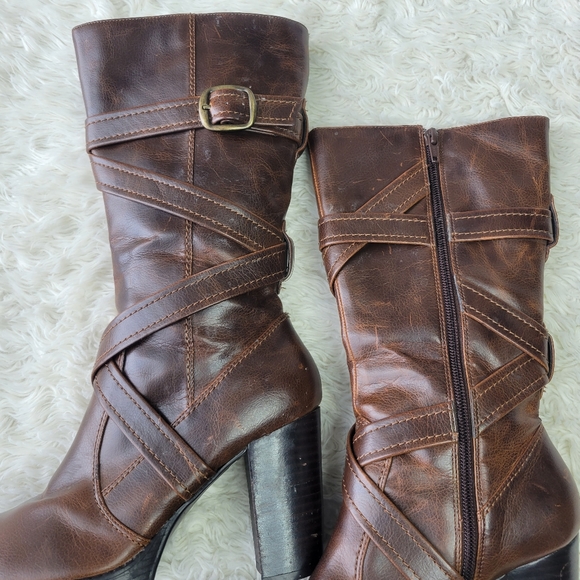 Sketchers vintage Y2K chunky platform brown heeled boot 8 - Picture 5 of 9